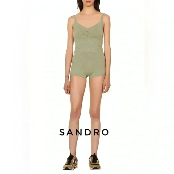 BNWT SANDRO Women’s Izzie wool shorts size  38 in Olive Green - Picture 1 of 5